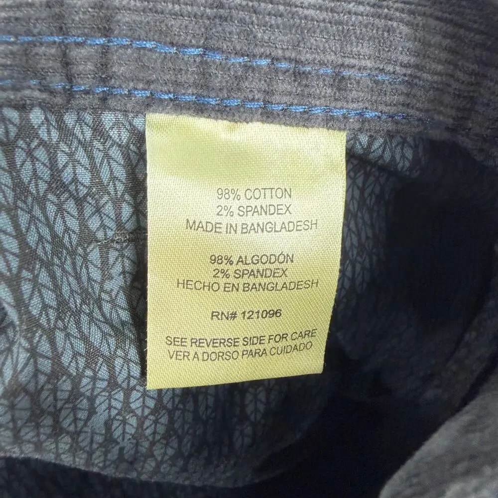 Copper & Oak Corduroy Pant Men 36 x 32 Charcoal Straight Leg Classic Traditional